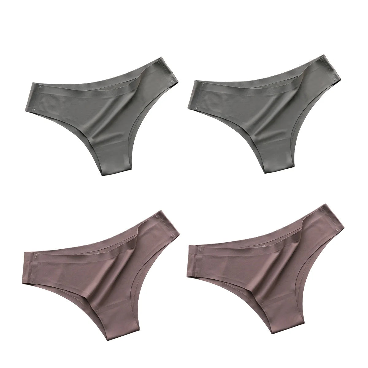 4PCS/Set Seamless Panties Women Sexy Underwear Ice Silk Underpants Low Waist G-string Female Soft Solid Ultra-thin Briefs